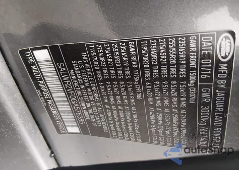 2016 Land Rover Range Rover Sport 3.0L V6 Supercharged Hse z USA, uszkodzony, nr VIN SALWR2VF0GA576385